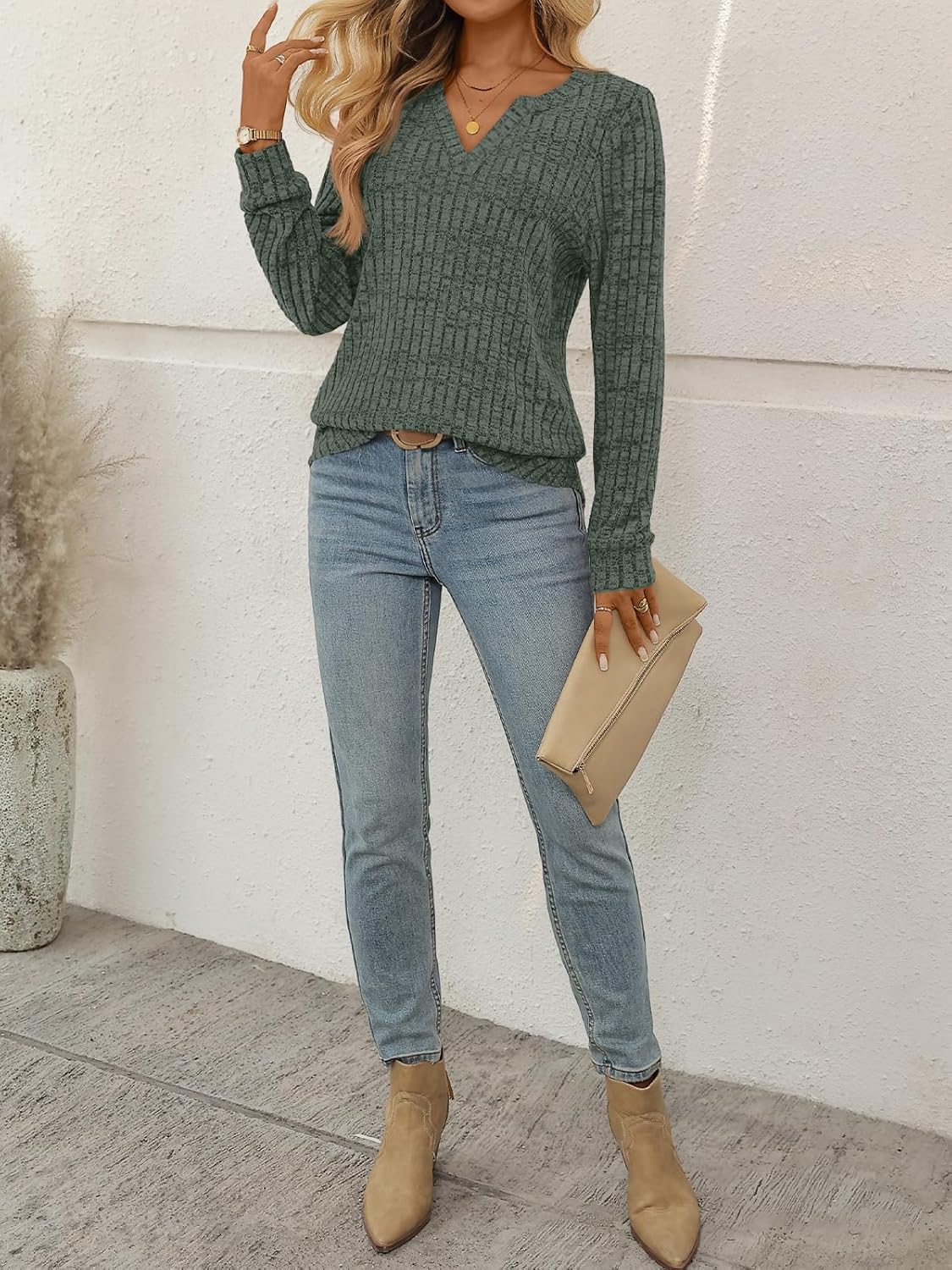 AUTOMET Womens V Neck Long Sleeve Shirts Casual Lightweight Tunic Sweaters Fall Fashion Tops Trendy Dressy Clothes 2025 - Image 6