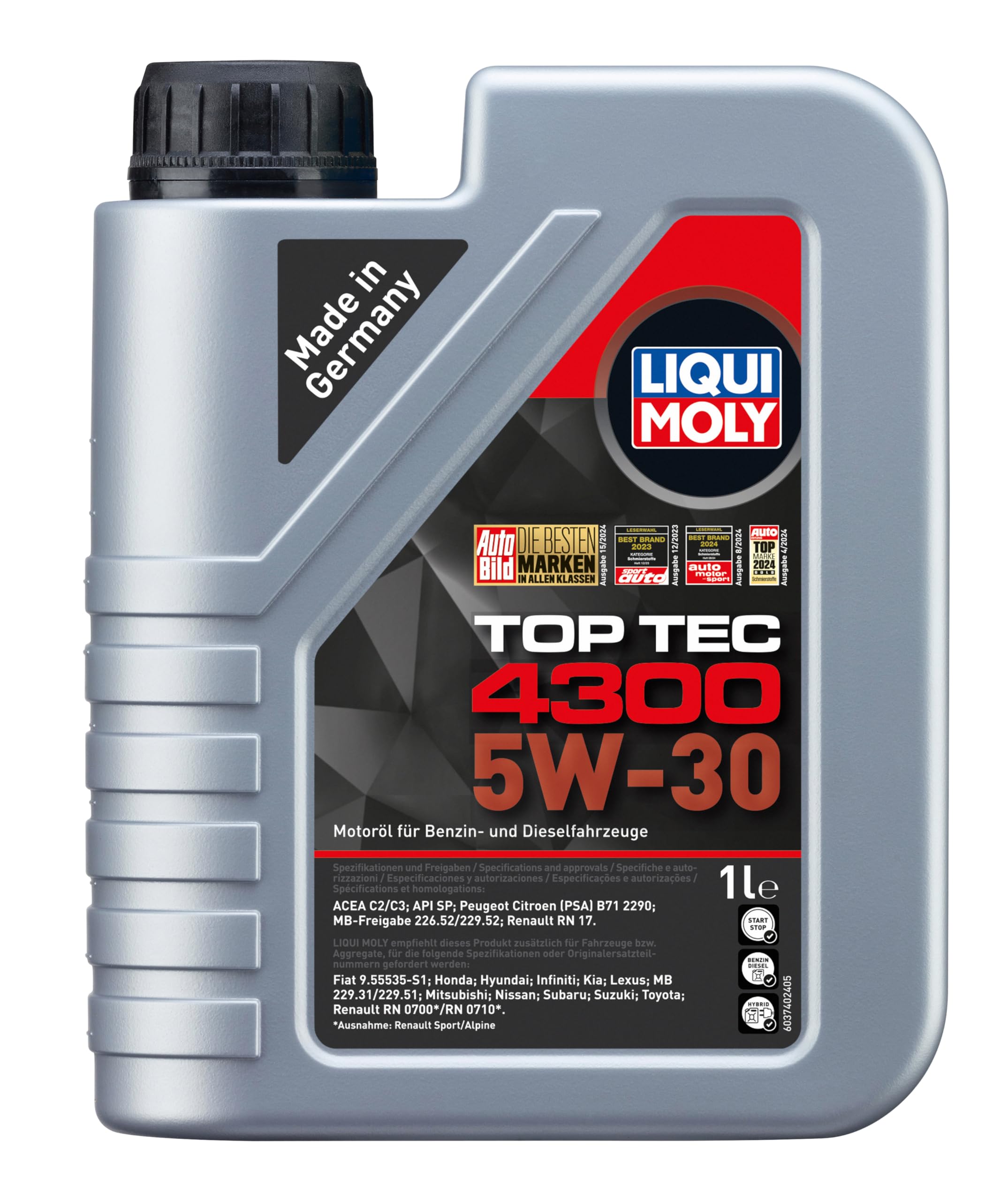 LIQUI MOLY Top Tec 4300 5W-30 | 1 L | Synthesis technology motor oil | SKU: 2323