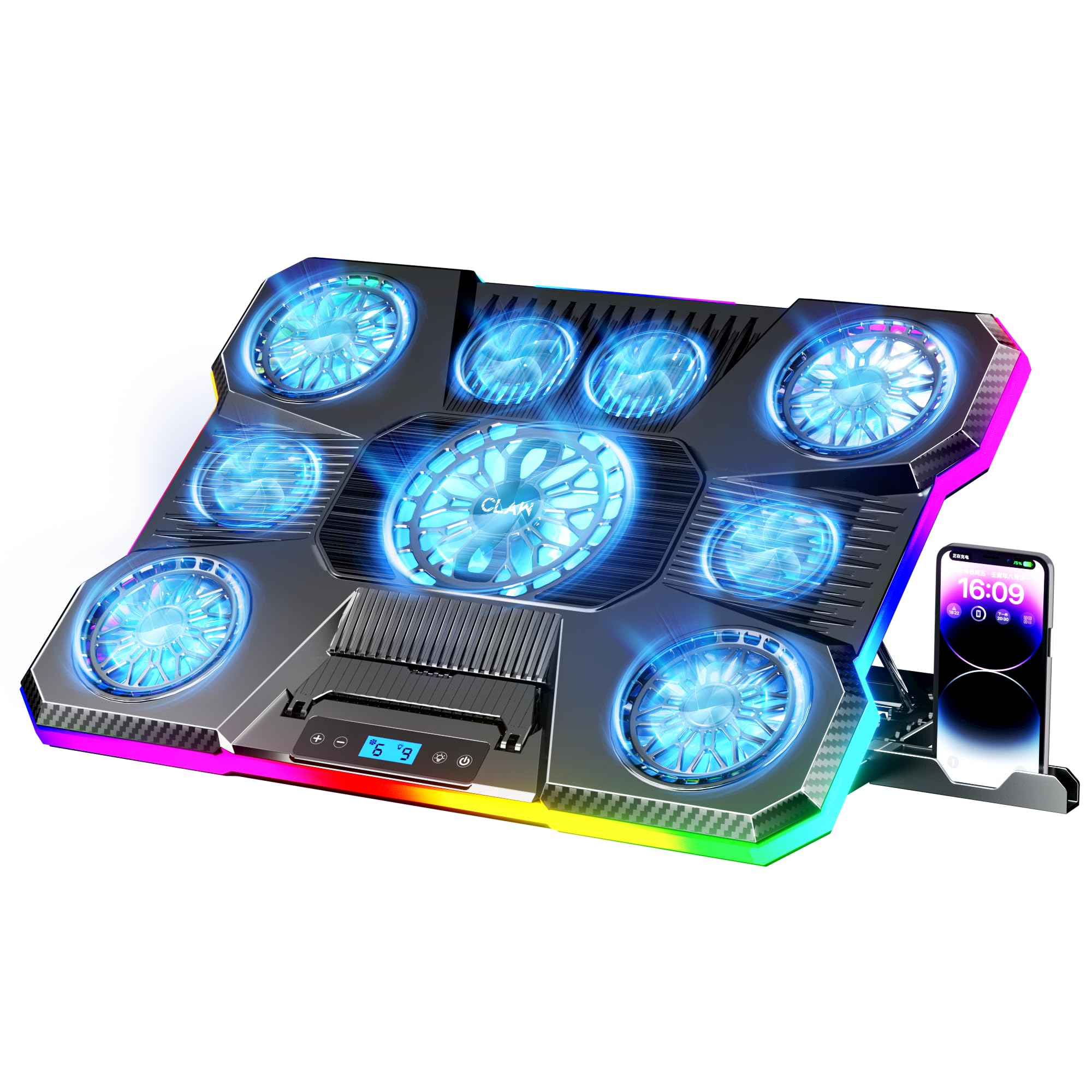 CLAW Storm Pro A21 Laptop Cooling Pad 9 Fans Black - Image 1