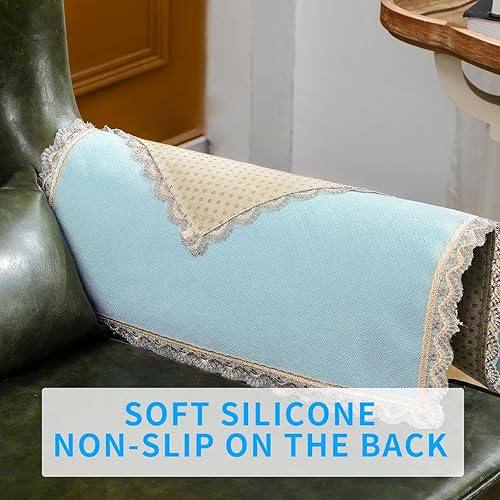 Miniatura 10 de MINJIATEX Juego de 2 fundas de brazo de sofá, fundas de brazo de sofá de encaje antideslizante, fundas lavables para reposabrazos de sofá para sala