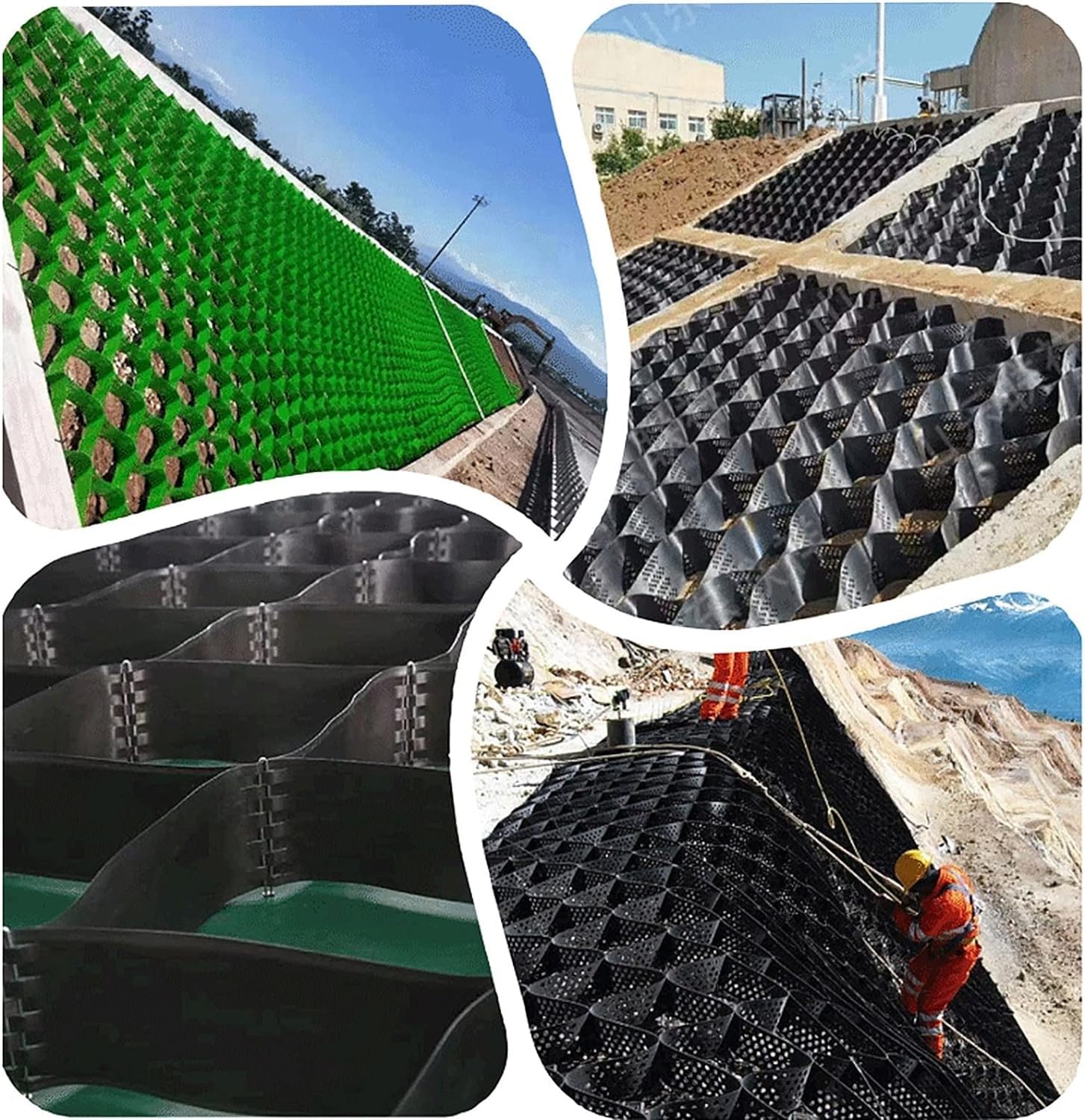 Kiesgitter-Geozelle – Flexibles, faltbares, Robustes Geogitter mit Abflusslöchern, for leichte LKW-/Böschungsverstärkung, belastbar(2m x 6m (6.5ft x 19.5ft))