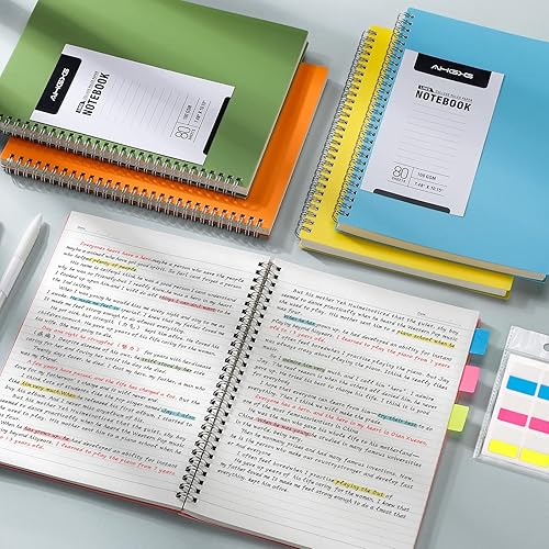Miniatura 6 de AHGXG Cuaderno de espiral  Paquete de 4 cuadernos con rayas universitarias, diario grande B5 de 7.6 x 10 pulgadas para mujeres, papel grueso de 100