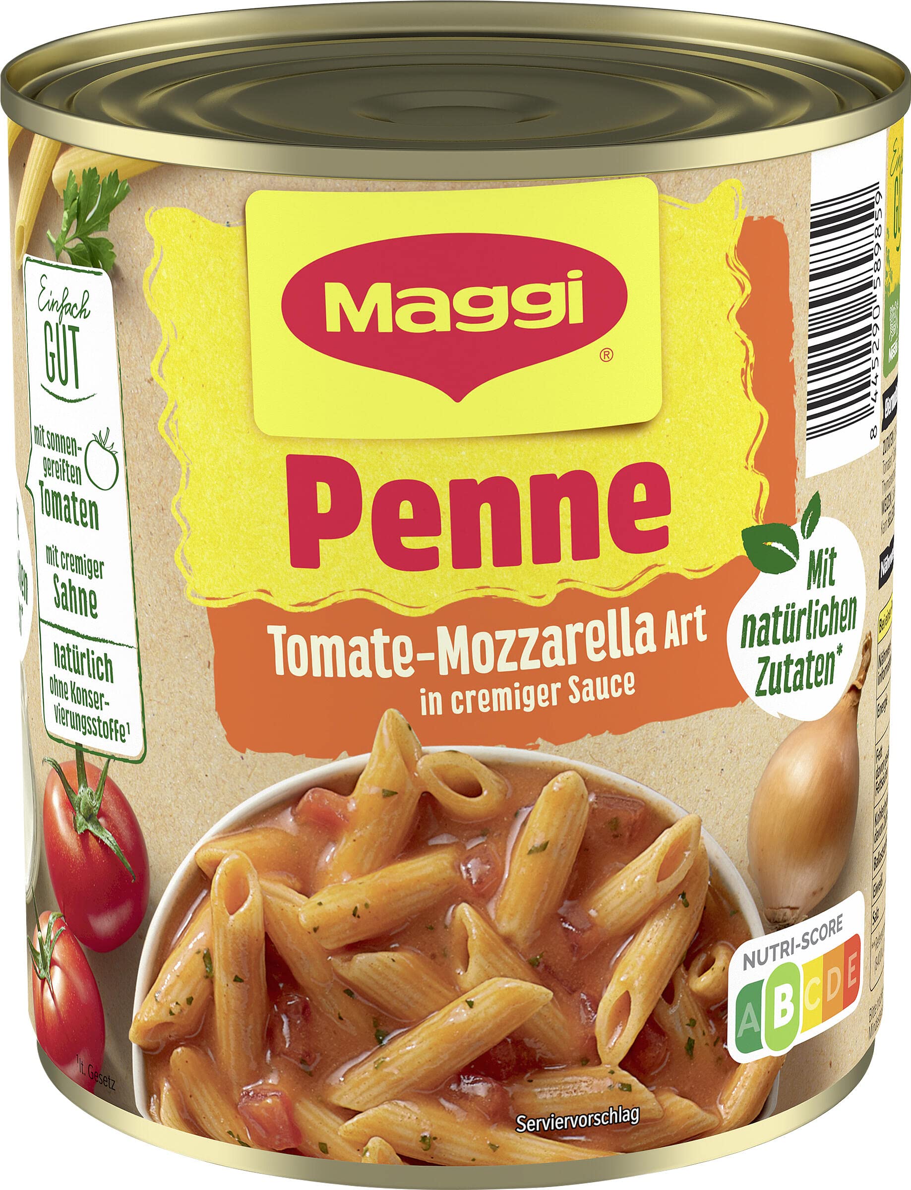 MAGGI Penne Tomate-Mozzarella Art, leckeres Fertiggericht in fruchtiger ...