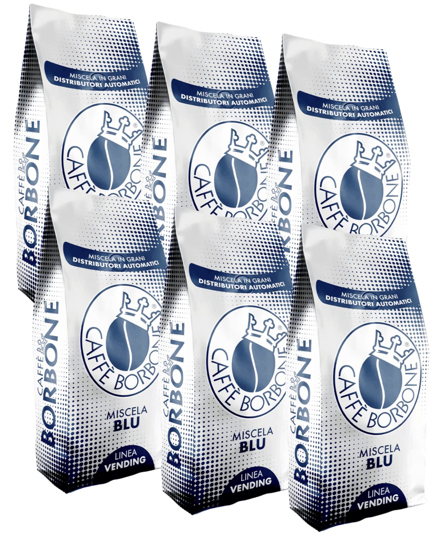 Caffé Borbone Venedig Blu 6x 1000g aus Italien | Borbone Kaffee | Ganze Bohnen | 60% Arabica, 40% Robusta | + Jassas Gebäck