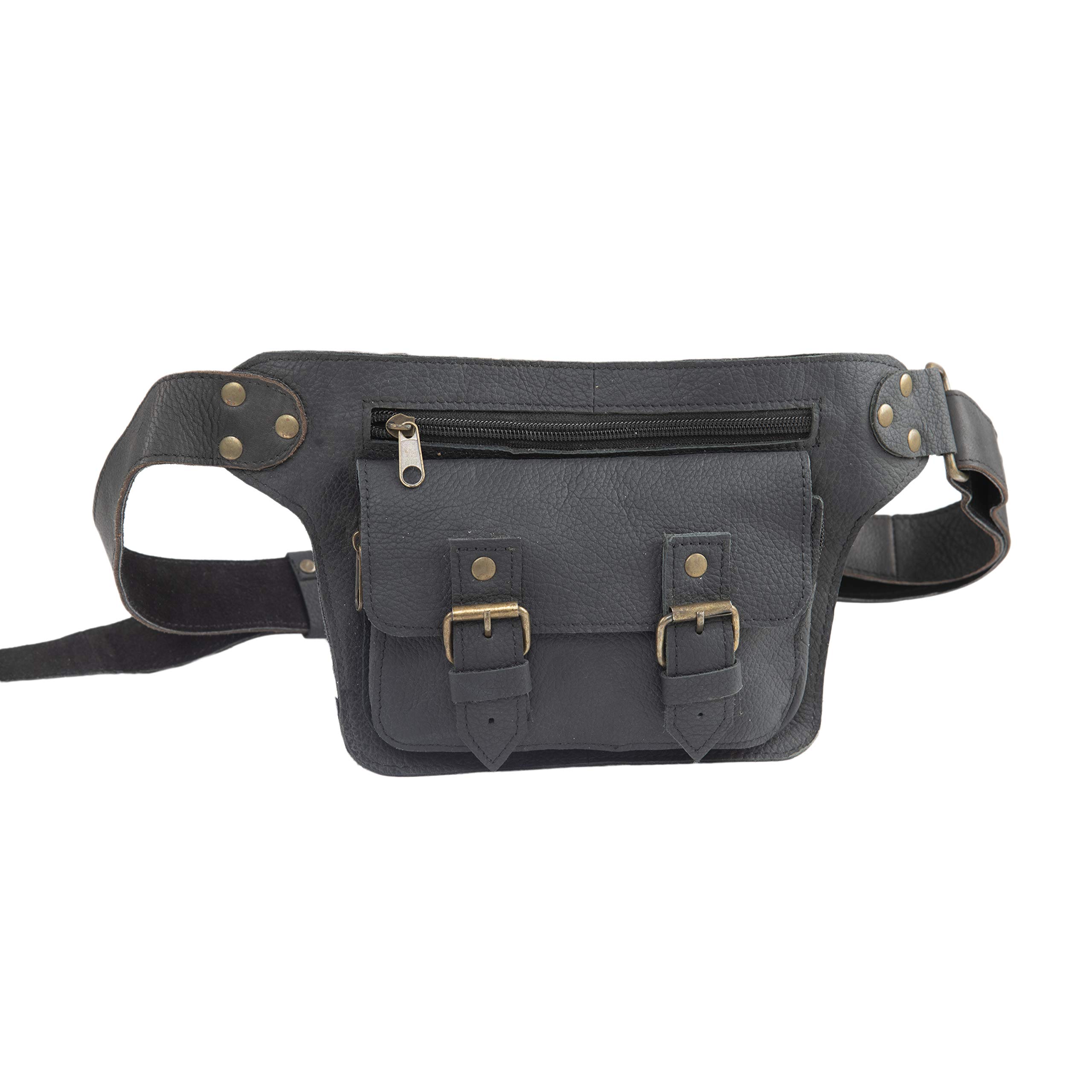 S.S LeathersWaist Bag – Genuine Leather Fanny Pack Multi-Function Hip Bag Bum Bag Travel Pouch for Men and Women- Multiple Pockets & Sturdy Zippers Ideal for Hiking Running and Cycling