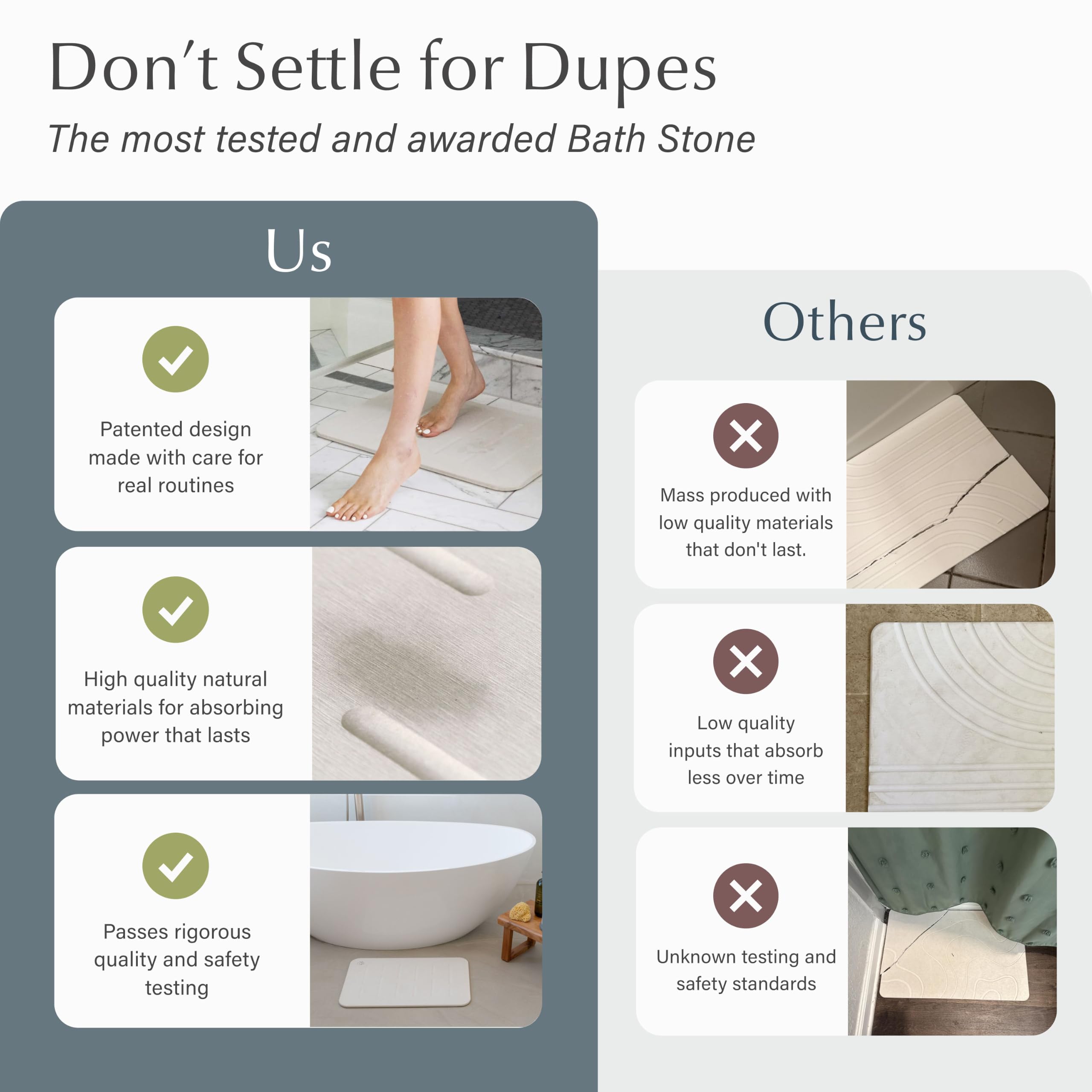 Dorai Home Bath Stone Mat 23.6"x15.4" – Luxury Diatomite Stone Mat, Quick-Dry, Non-Slip, Rain Sandstone