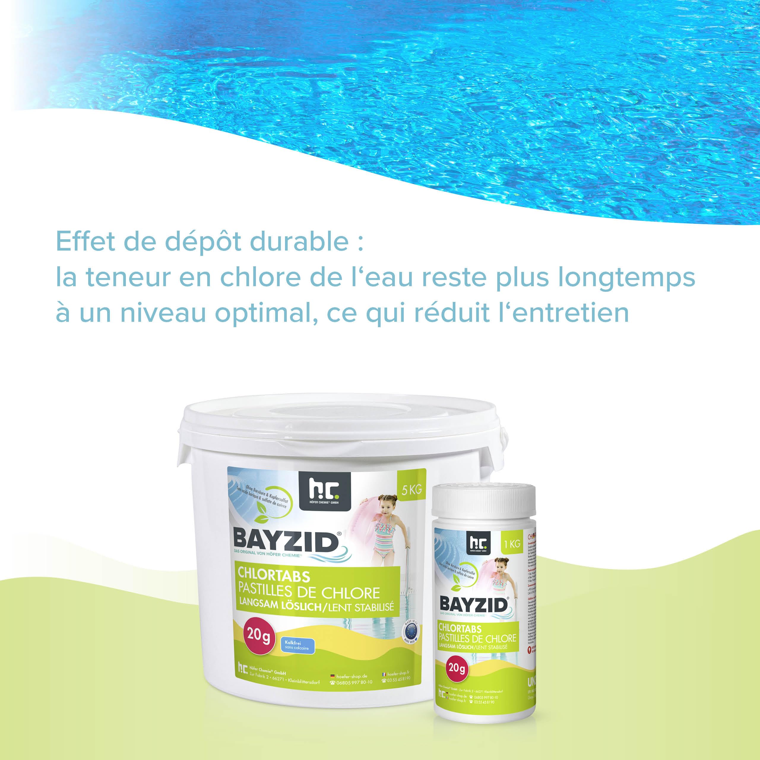 Höfer Chemie 1 x 5 kg Pastilles de Chlore Lent (20 g) pour Piscine - Hautement Efficace Contre Les Bactéries