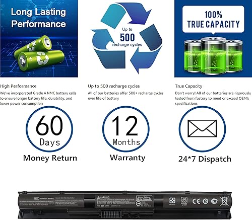 Miniatura 5 de Batería de cuaderno KI04 de 38WH para HP Pavilion 14-AB 15-AB 15-AN 17-G 15t-ab100 17t-g100 17t-s100 cto Series 15-ab143cl 15-ab223cl 15-an044nr