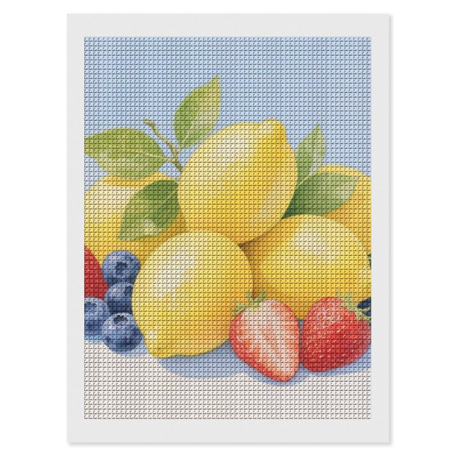 FodPand Fruit Lemon 5D Diamond Painting Kits for Adults Beginners Full Drill Square Diamond Dots Pictures Gem Art Supplies for Home Wall Room Decoration DIY Craft Set Gift 12x16