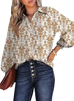 Dokotoo Womens Tops Dressy Casual Allover Flowy Print V Neck