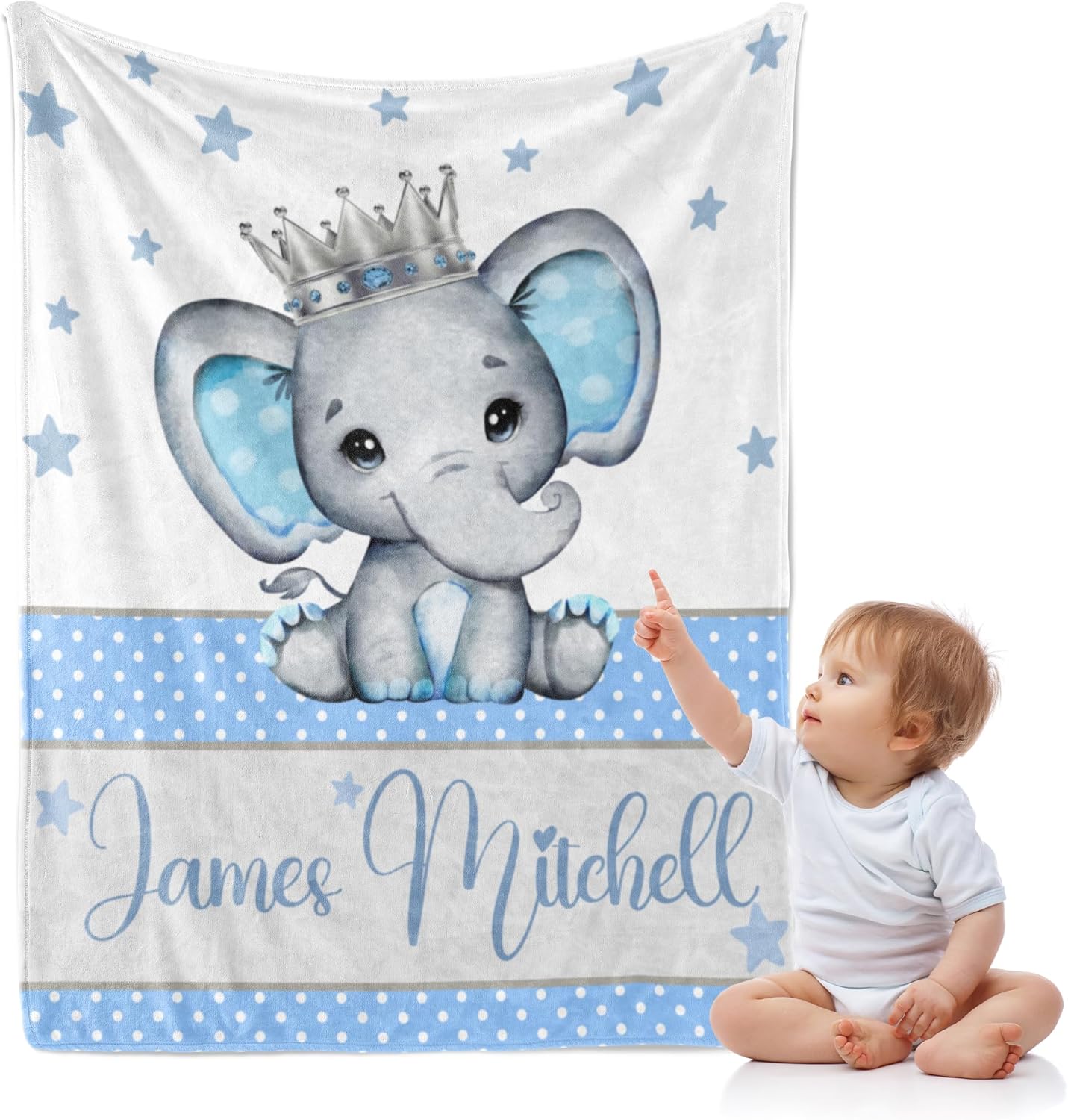 J&SBGFT Personalized Baby Blanket for Boys,Custom Baby
