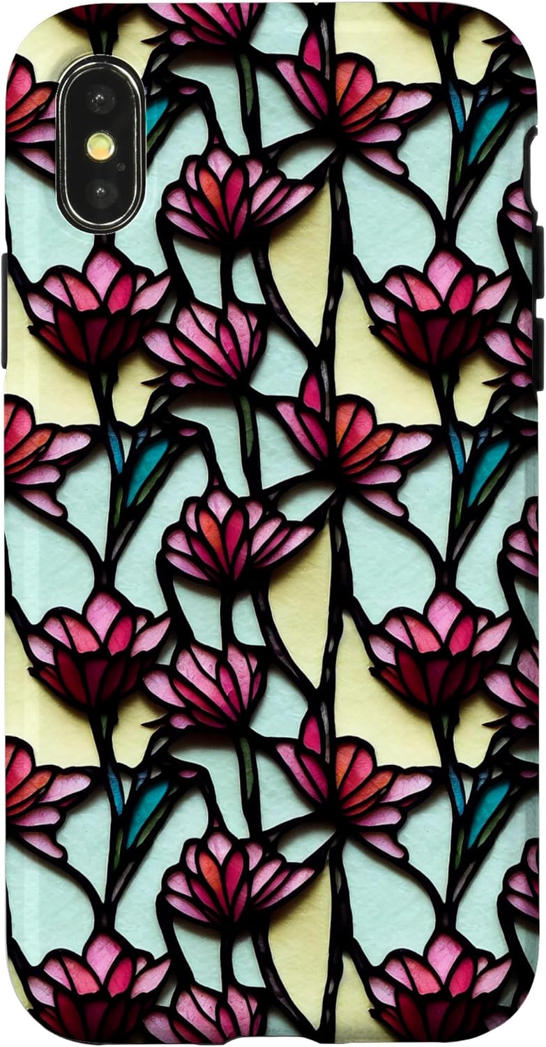 Stained Glass Floral Print Case for iPhone 13