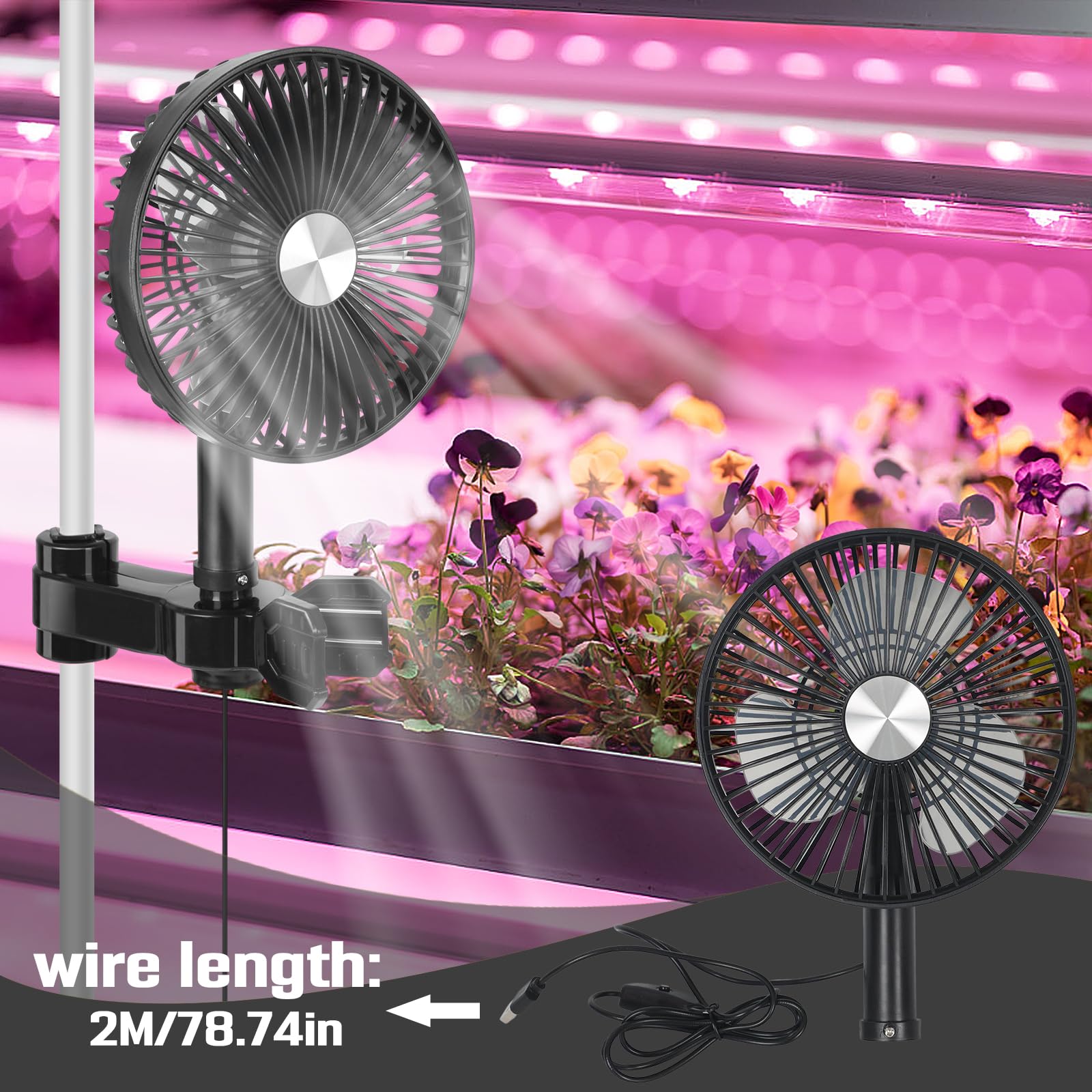 Grow Ventilatore con Clip,Protezione Oscillante,Motore EC,Ventola per Tenda da 3W,Diametro 17cm Clip Fan Grow Tent con Cavo di Prolunga 2m,Adatto per Piccole Serre