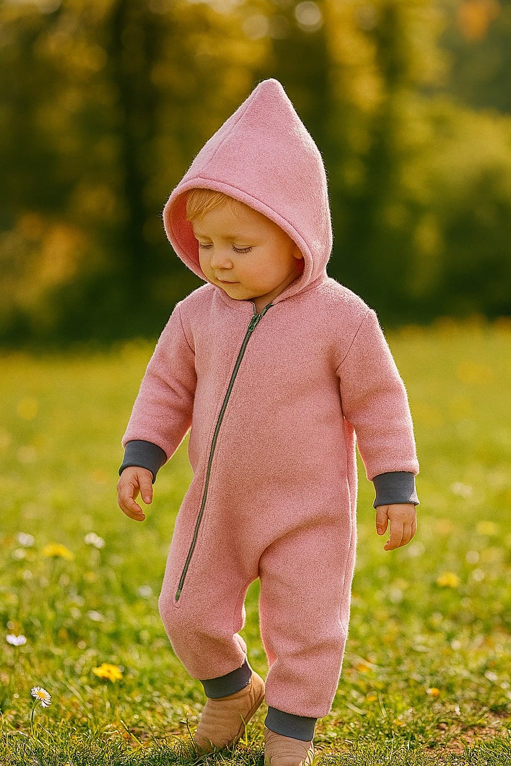 Lilakind“ Baby Kinder Walkloden Overall Rosa Blumen Gr. 62/68-122/128 - Made in Germany