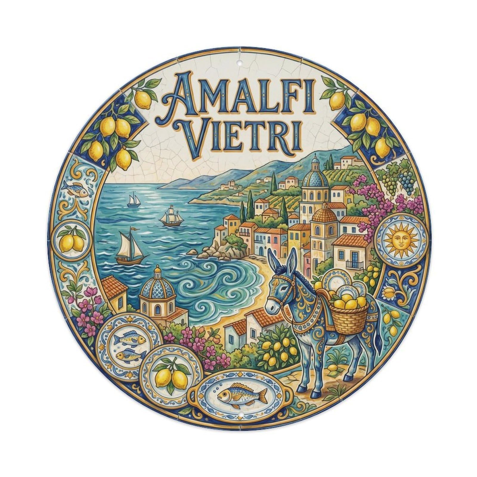 Amalfi Italy Vietri Ceramics Cultural Travel Classic Metal Tin Sign