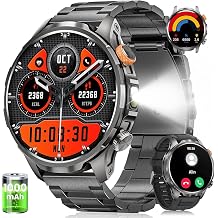 Military Smart Watches for Men Answer/Make Calls, 1.91Smart Watch with Blood Pressure/Heart Rate/Sleep/100+ Sport Modes, Fitness Tracker for Android and iPhone, Waterproof Watches for MenBlack