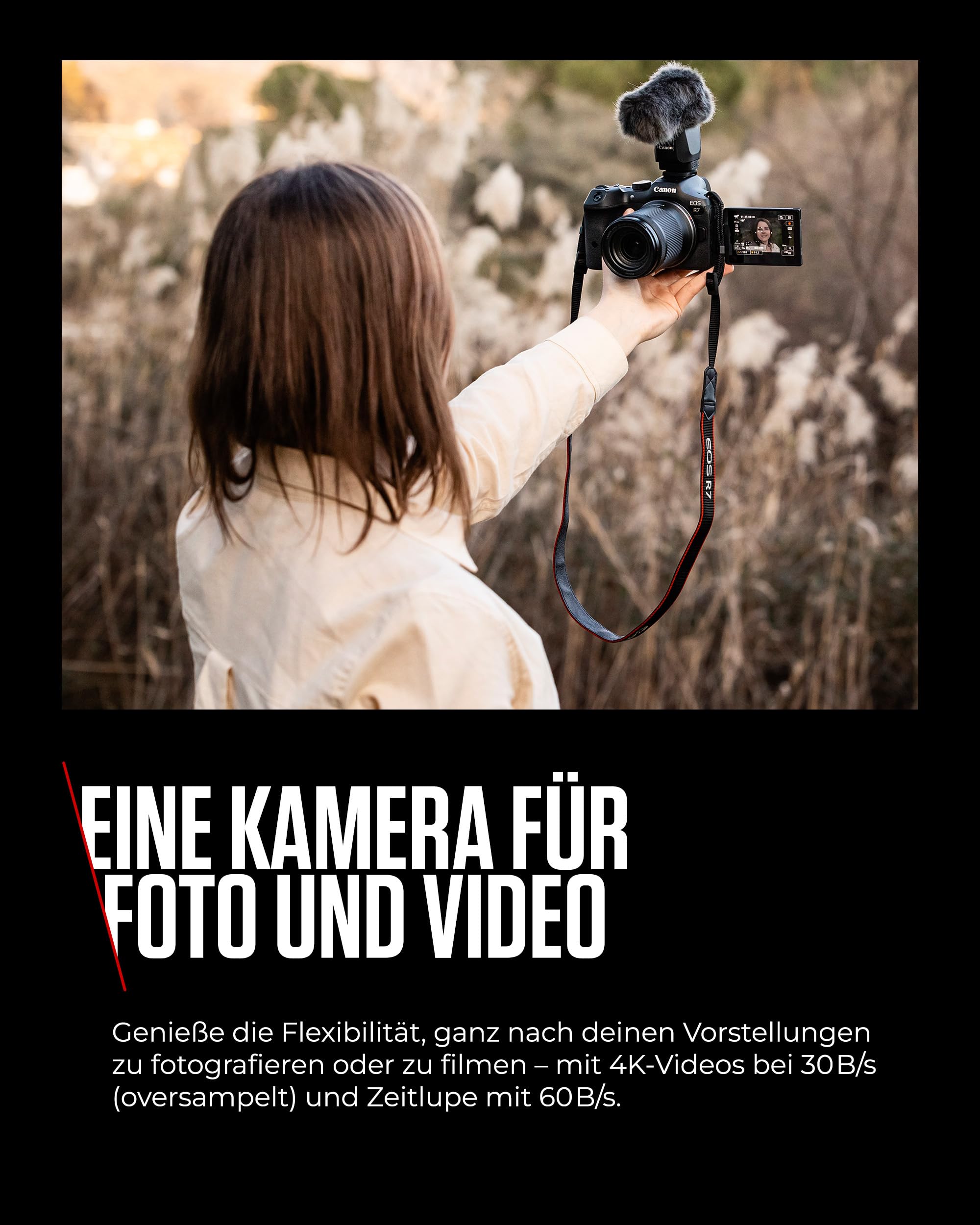 Canon EOS R7 Systemkamera mit RF-S 18–150mm Objektiv – 32,5 MP APS-C CMOS-Sensor – Dual Pixel CMOS AF II, integrierte Bildkombination, UVC/UAC-kompatibel - Perfekt, um Naturmomente einzufangen