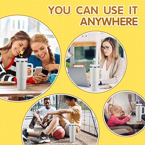 Miniatura 6 de 4 tapas de paja de flores de 0.394 pulgadas (0.394 in), compatibles con vasos Stanley de 30 y 40 onzas, bonita tapa de paja para popotes de 0.394 in