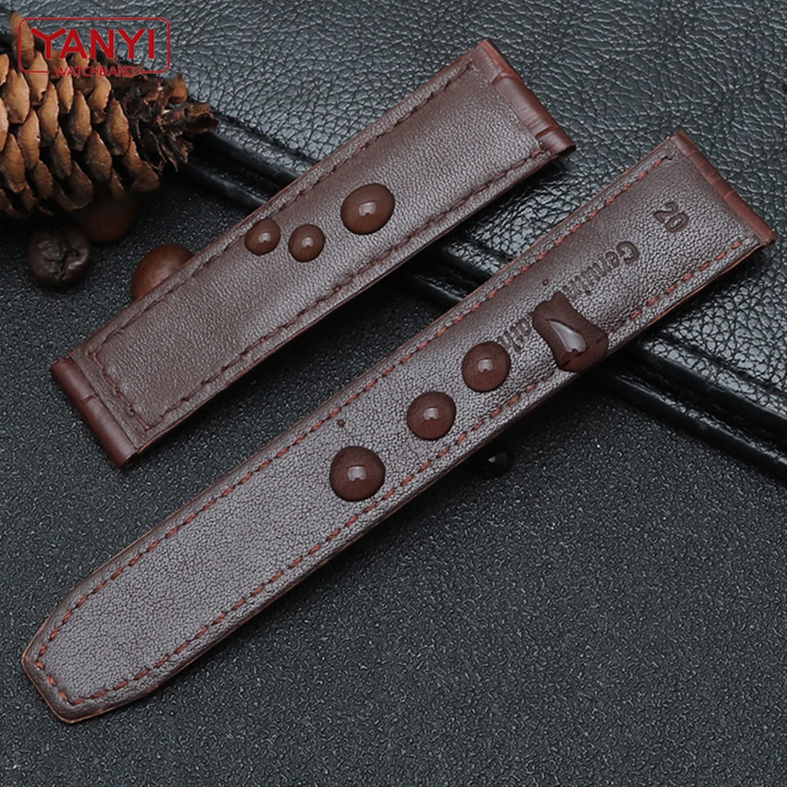 SRRDK Correa de reloj de cuero genuino, 20mm, 22mm, para correa de reloj MAURICE LACROIX, hebilla plegable, pulsera de cuero de vaca para negocios y ocio