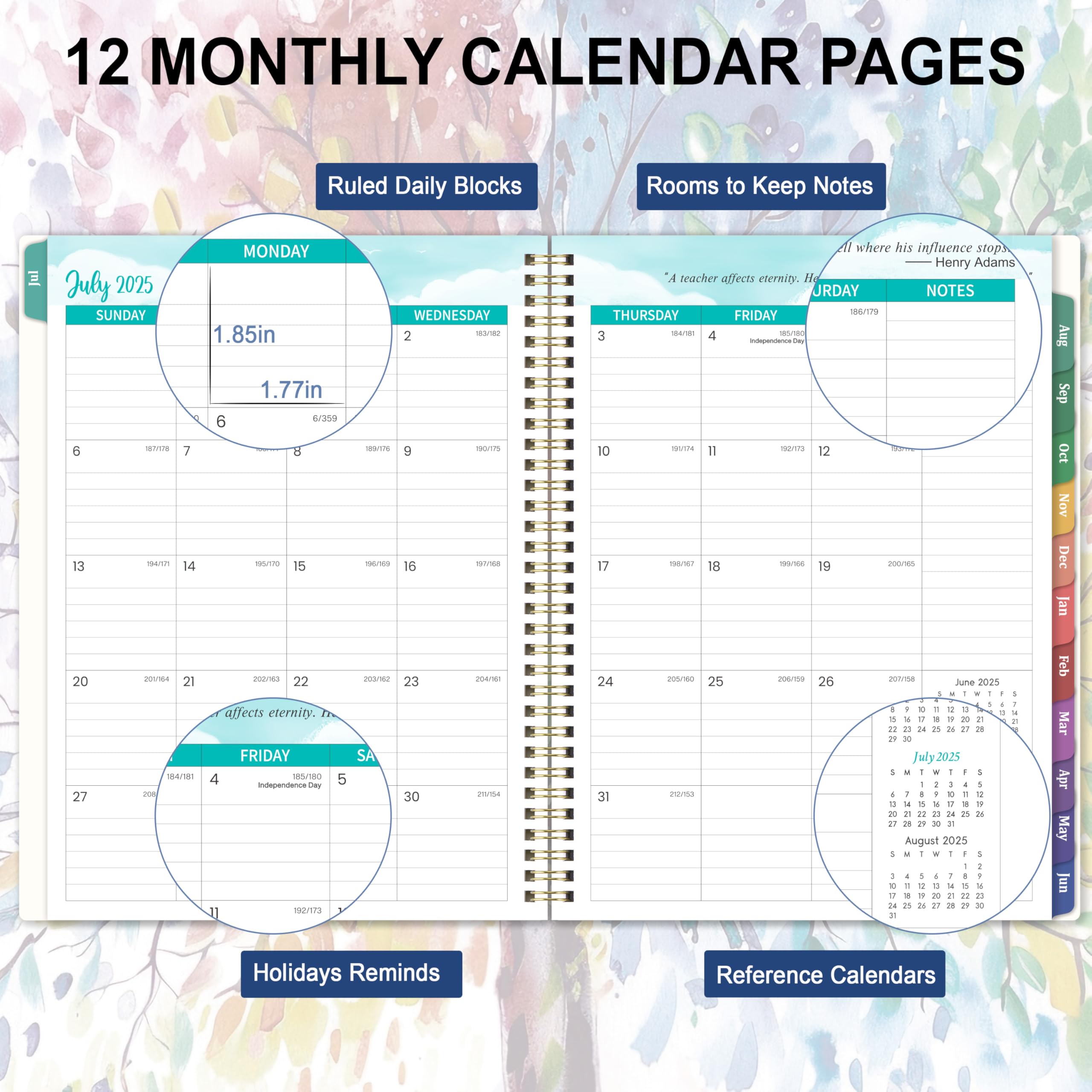 Teacher Planner 2025-2026 - Academic Planner 2025-2026, JUL. 2025 - JUN. 2026, 8.5'' x 11'', with Monthly Coated Tabs + Inner Pocket - Image 3