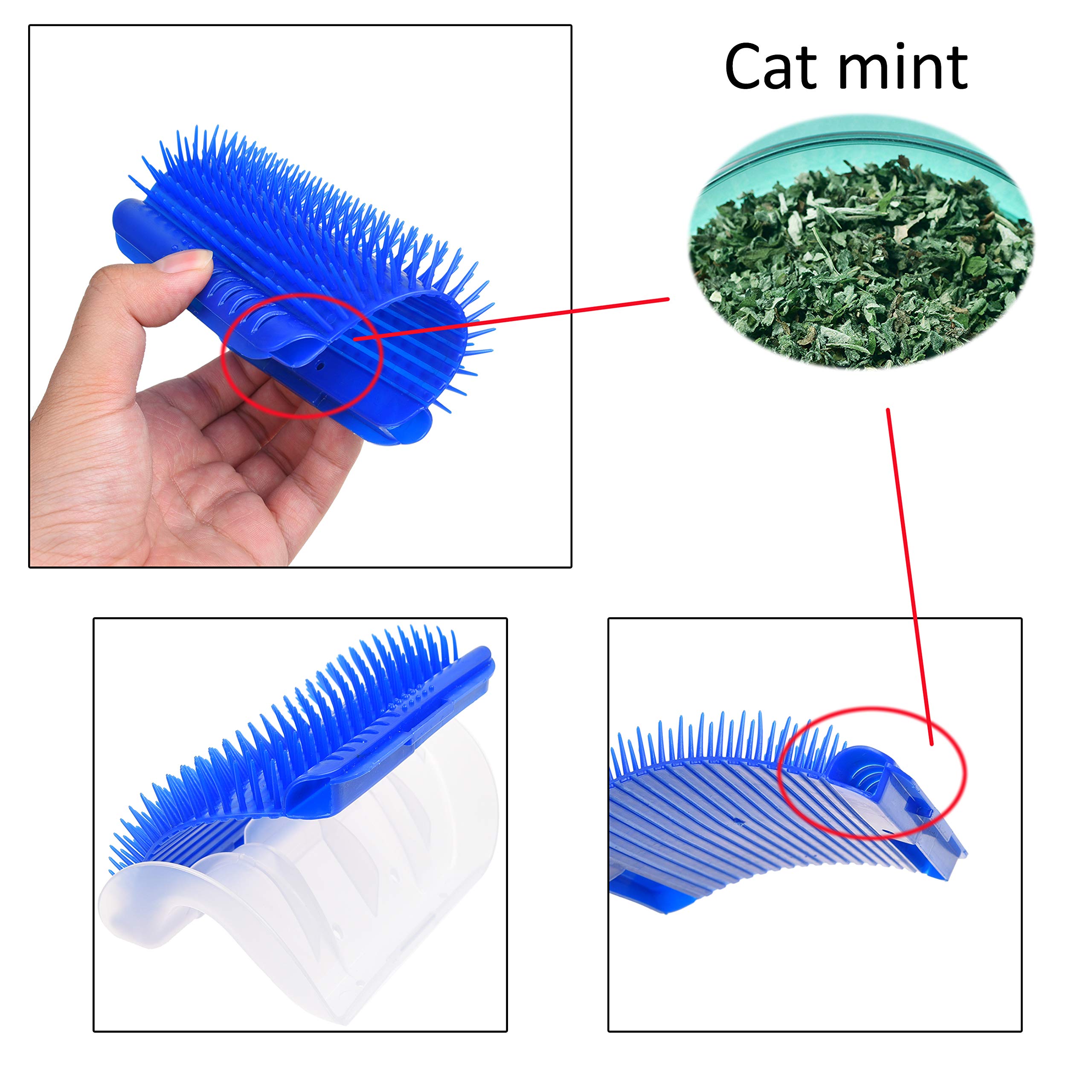 Eco-Fused Kit de brosse pour des chats – 1x Auto-toiletteur, 1x Brosse Lissante Bleue, 1x Gant de toilettage pour les animaux domestiques (main droite) - Fourrure Longue et Courte