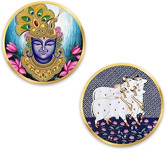 Artvibes Pichwai Designer Art Wooden Wall Hanging Decor | Couple Gift | Home Decor | Paintings For Wall | Quotes Decor Item | Wall Art Painting For Hall | Poster | Pictures | (WH_8807N)