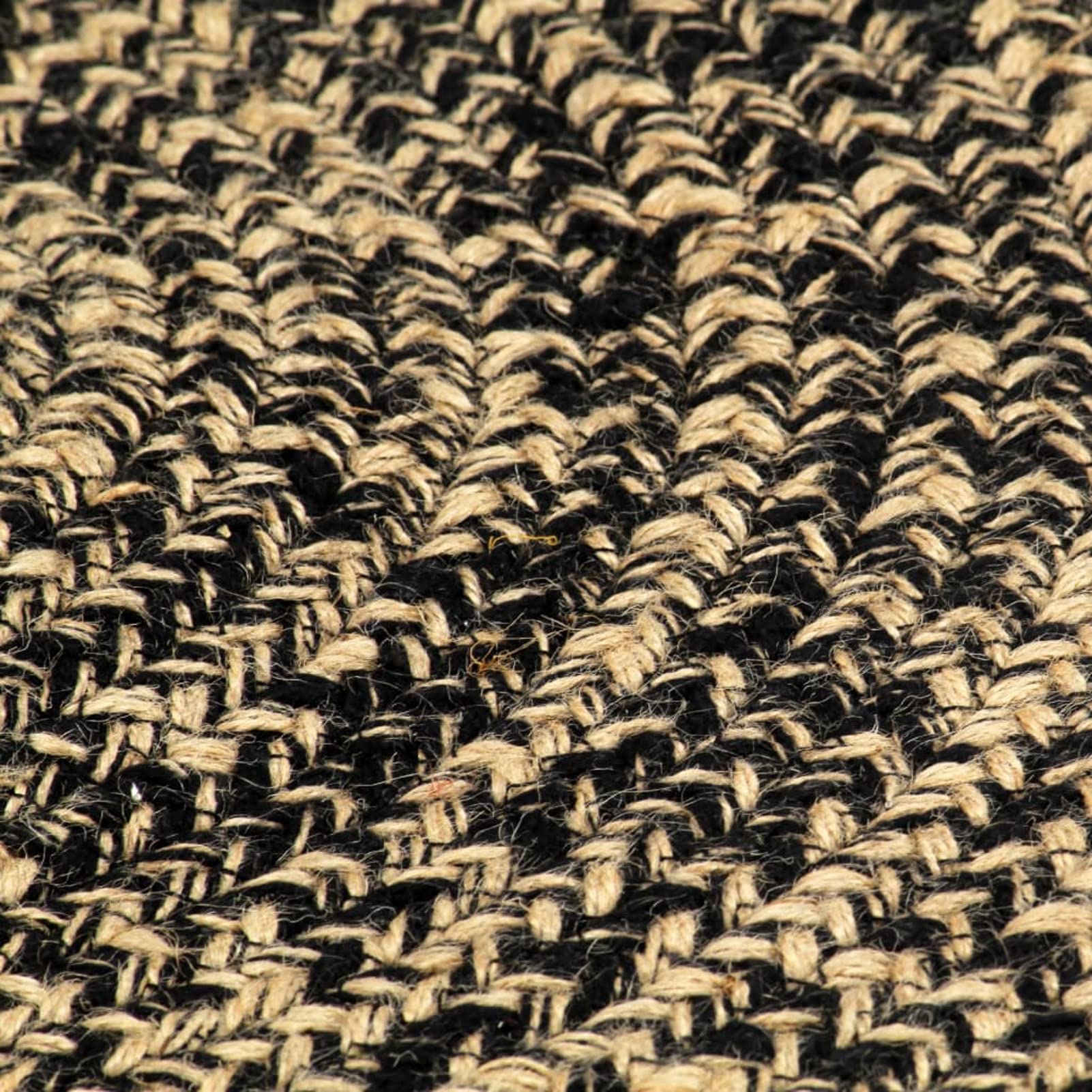LAPOOH Tapis Fait à la Main Jute Noir et Naturel 90 cm,Grand Tapis Salle De Bain,Tapis De Bain Epais