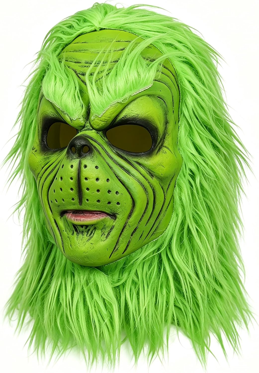 Deluxe Green Mask, Green Monster Cosplay Santa Masks Halloween Christmas, Costume Accessory for Santa