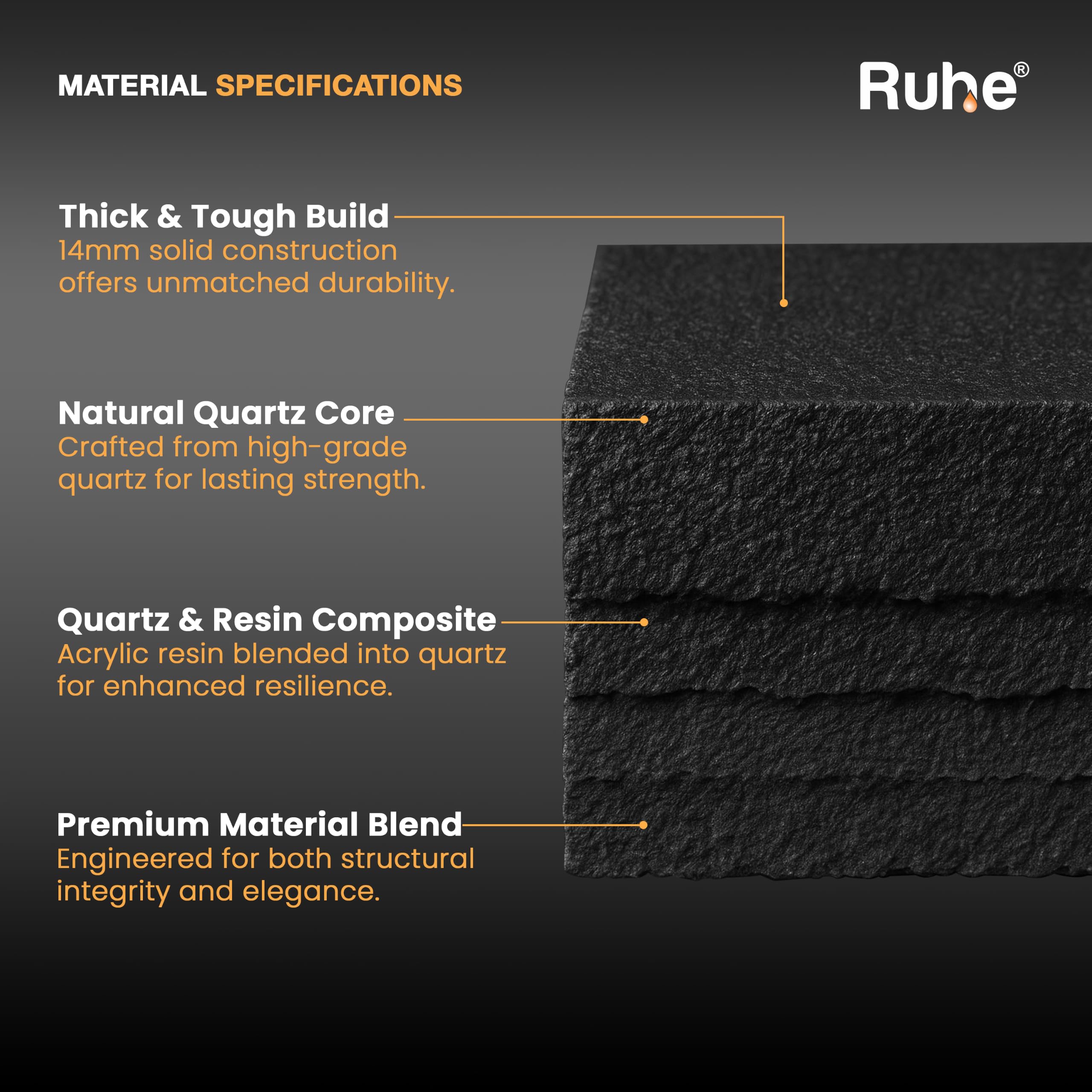 Ruhe Matte Black Quartz Kitchen Sink - Noise Reducing -7 Ruhe Matte Black Quartz Kitchen Sink - Noise Reducing -7