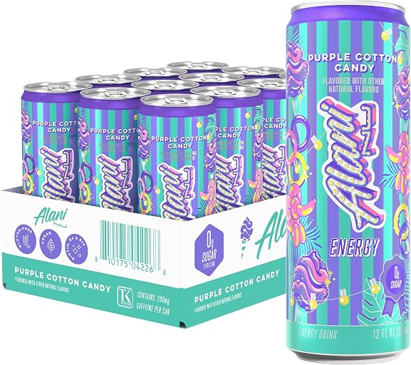 Alani Nu Purple Cotton Candy Sugar Free Energy Drink (Pack of 12)
