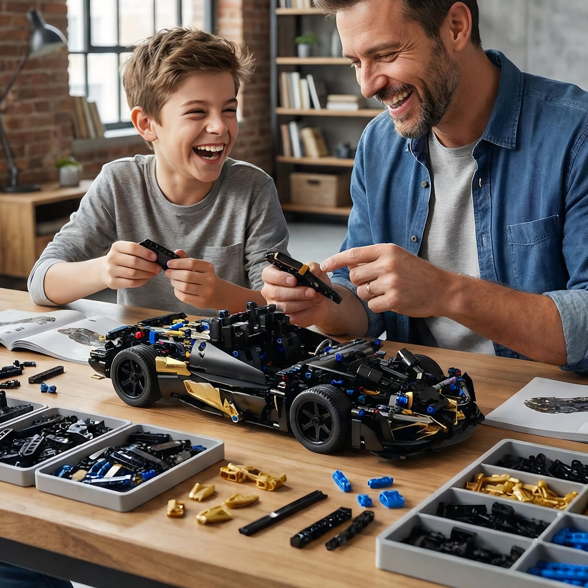 kit Voiture RC, Voiture RC, 1:14 avec LED Modèle Projet | kit voiture RC: LED avant et arrière avec système motorisé intégré; conçu pour construction en famille, conduite intérieure
