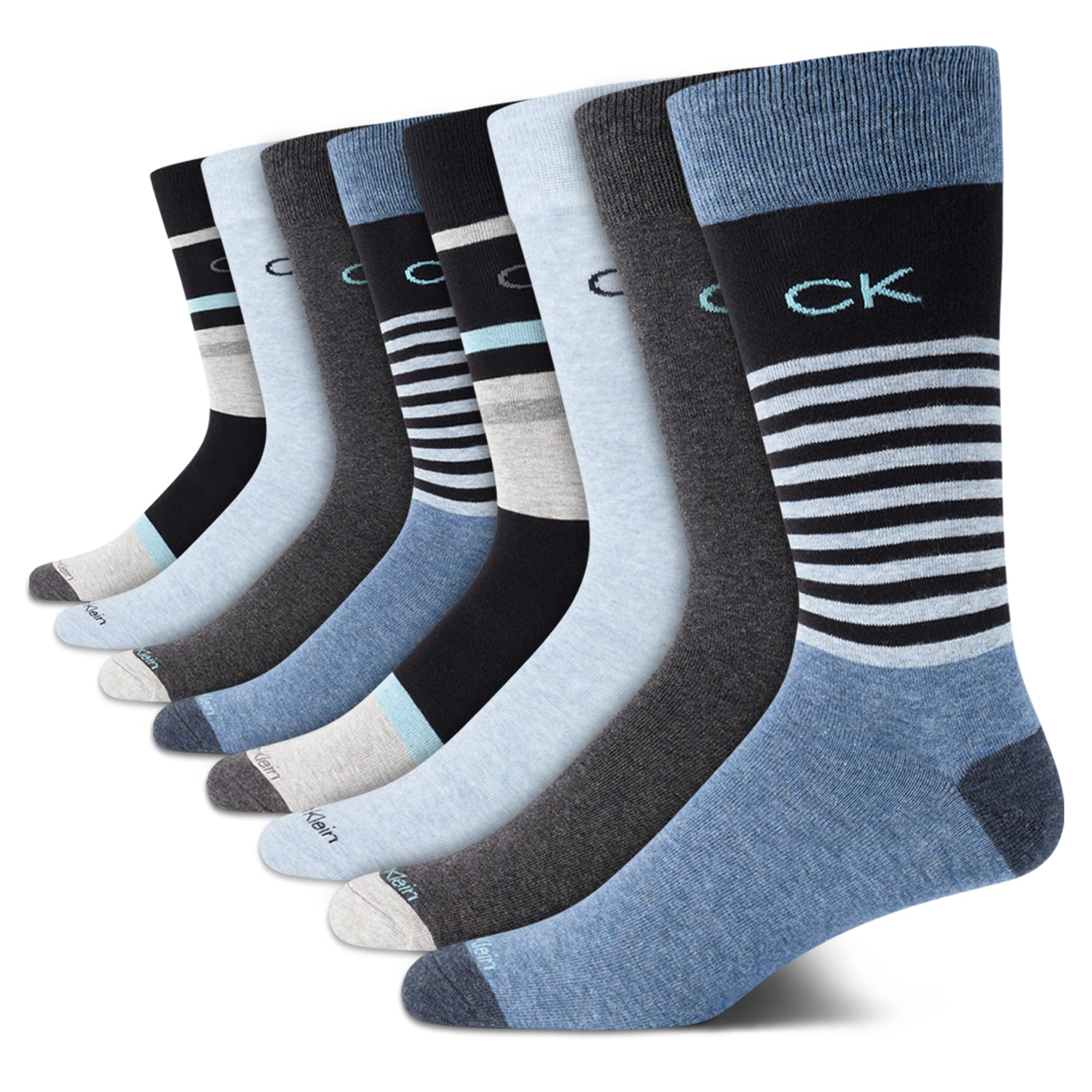 Calvin Klein Herren-Socken – 8 Stück, atmungsaktive Baumwolle, mittlere Crew-Socken – lässige lange Arbeitssocken für Männer (Größe 40-47)