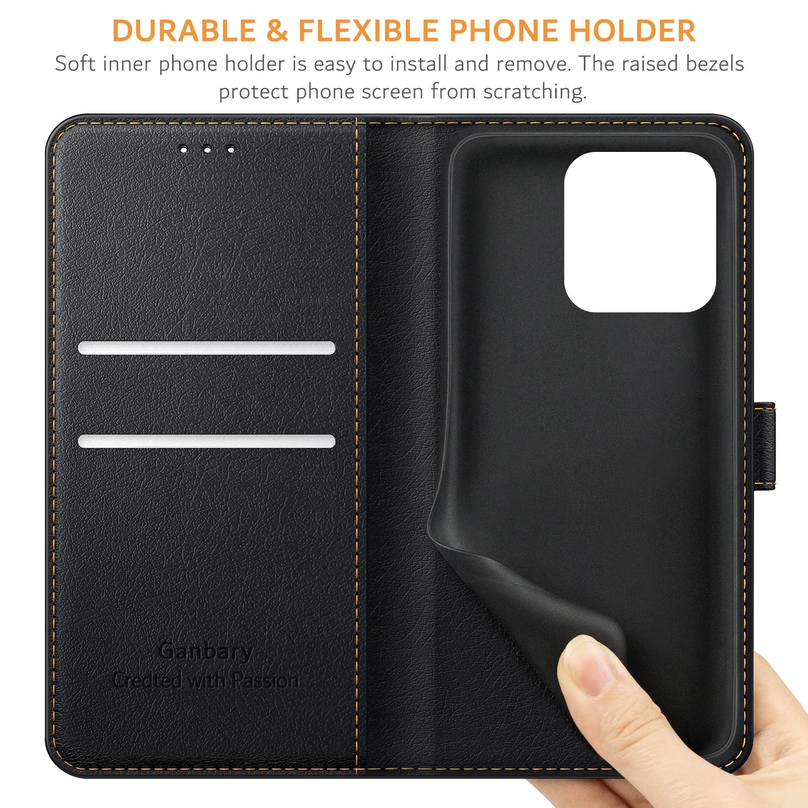 Funda Tipo Libro De Cuero Para Xiaomi Redmi 9C, 9C NFC Y Redmi 10A: Con Ranura Para Tarjetas Y Soporte Magnético (color Negro)