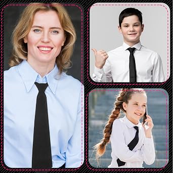 Black Tie for Women, 13 Pre-tied Adjustable Women's Ties