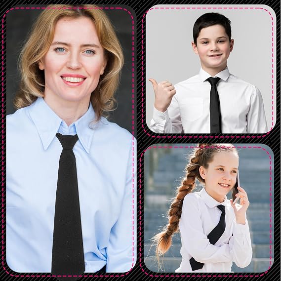 Black Tie for Women, 13 Pre-tied Adjustable Women's Ties