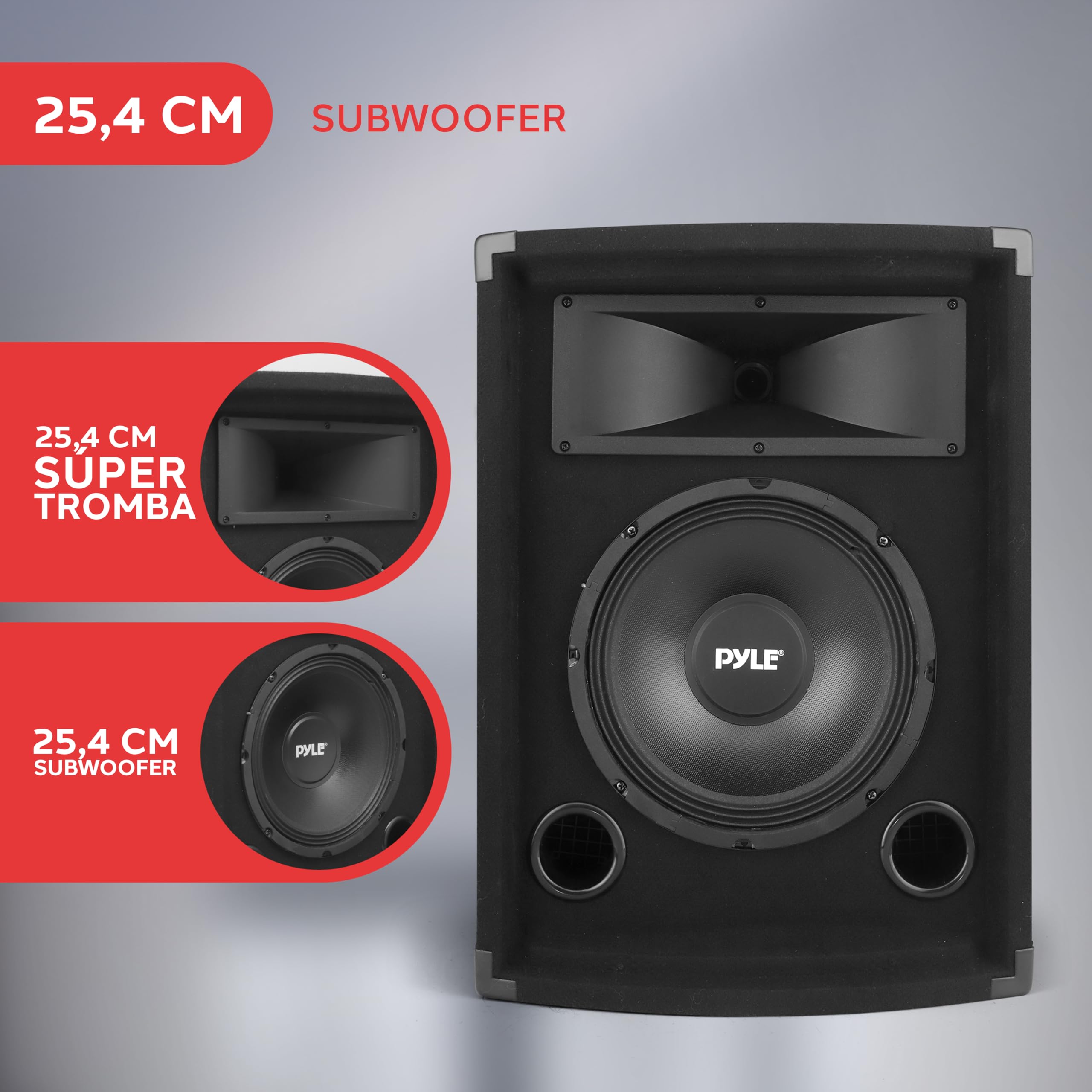 Pyle Cassa Portatile Passiva PA, Speaker da 500 Watt per Esterni, Woofer da 25,4 cm, Bobina Kapton da 3,8 cm, Super Horn 10,2 x 25,4 cm per Medi e Alti, per Campeggio e Festa