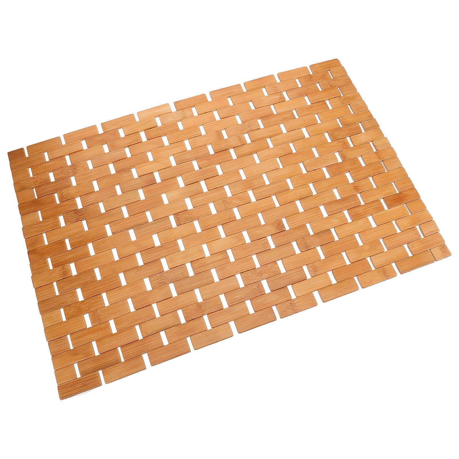UKCOCO Alfombra de Baño de Bambú Carbonizado 40x60 Cm Antideslizante, Esterilla para Ducha y Bañera, Cojín y Natural para Hogar y Baño