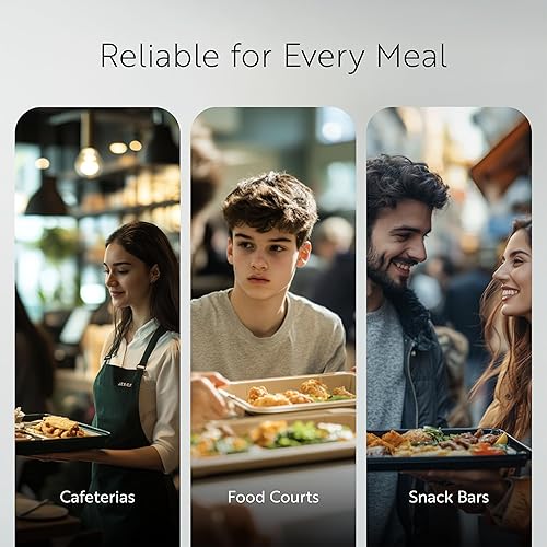 Miniatura 6 de Restaurantware RW Base - Bandejas de comida rápida de 10 x 14 pulgadas, 10 bandejas resistentes para cafetería, bandejas de plástico azul ligeras,