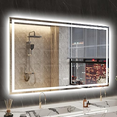 Miniatura 15 de Espejo de baño LED de 20 x 28 pulgadas, espejo de baño antivaho con luces, espejos de tocador iluminados montados en la pared, regulable,