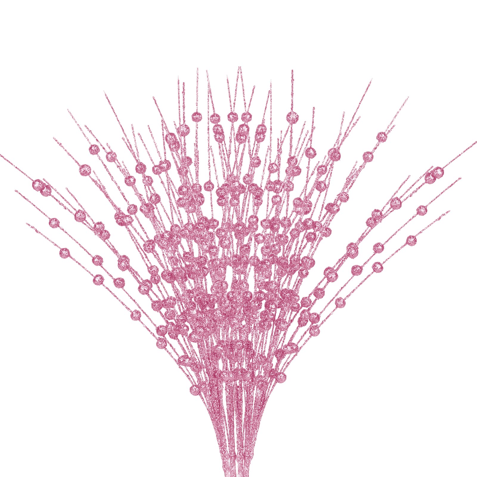 Pcscevcr 10Pcs Artificial Glitter Berry Stems, 15.7 Inch Christmas Tree Picks Twigs Faux Glitter Berry Branches, for Christmas Tree DIY Wreath Crafts Holiday Floral Arrangement(Pink)