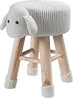 Vista 10 de AC Pacific Woodland - Taburete de elefante para niños, silla otomana de madera con temática de animales con tela de felpa suave, patas de madera