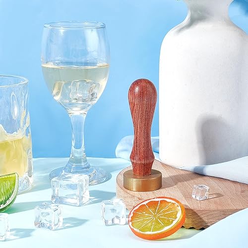 Miniatura 4 de CRASPIRE Sello de hielo con letra M para cubitos de hielo, sello de marca de hielo con cabeza de latón extraíble y mango de madera, sello de hielo