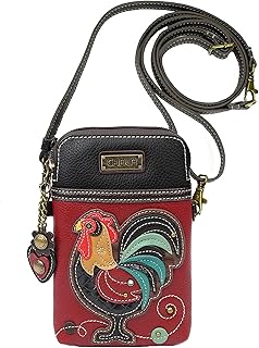 Chala Group Rooster Cellphone Crossbody Handbag - Rooster Gift, Burgundy, 5