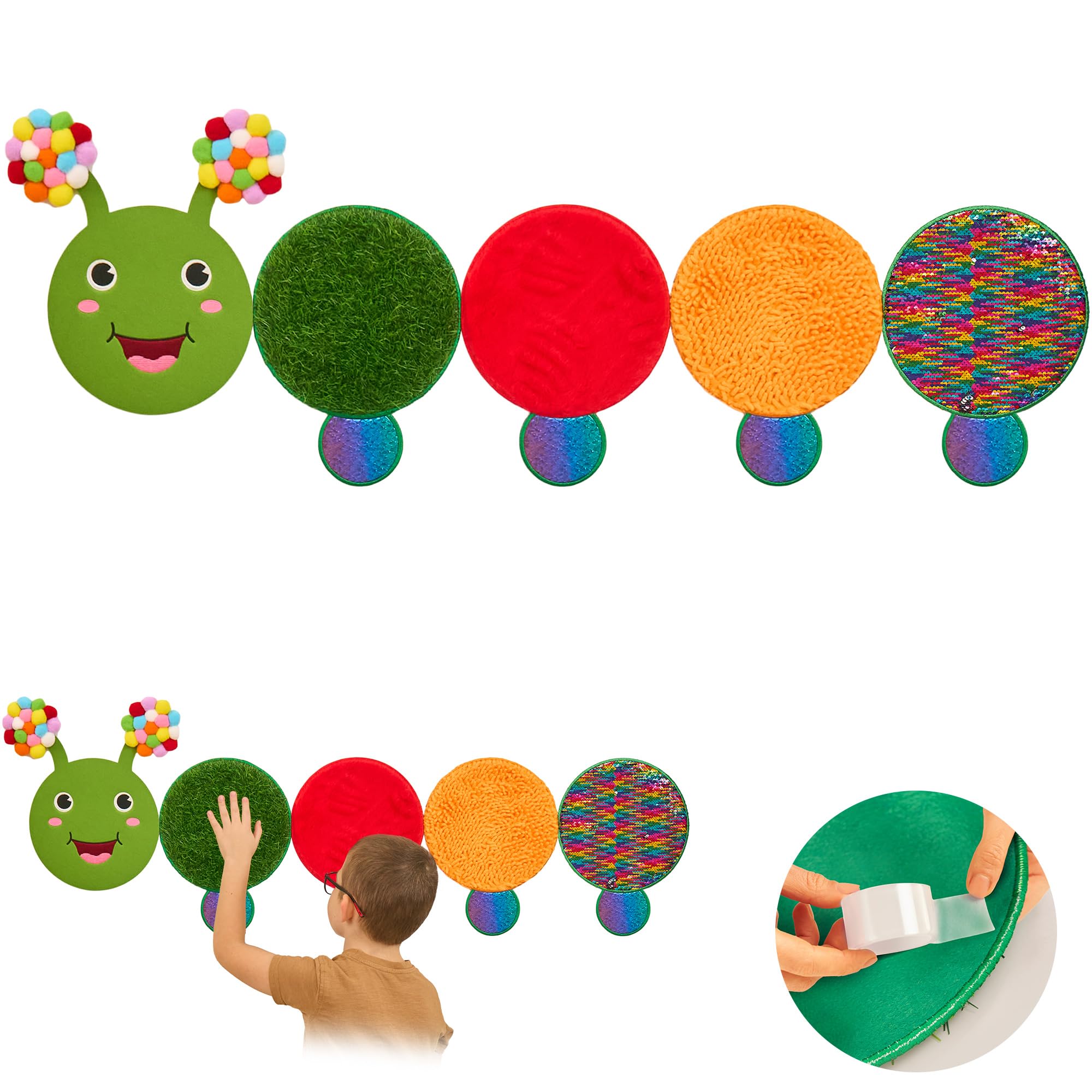 Sensory Wall Panel for Kids | Touch, Feel & Learn | Caterpillar Sensory Room Toys | Activity Play Panels | Wall Busy Board | Calm Down Corner Equipment | Flip Sequin Fabric | For Autism, ADHD, Anxiety