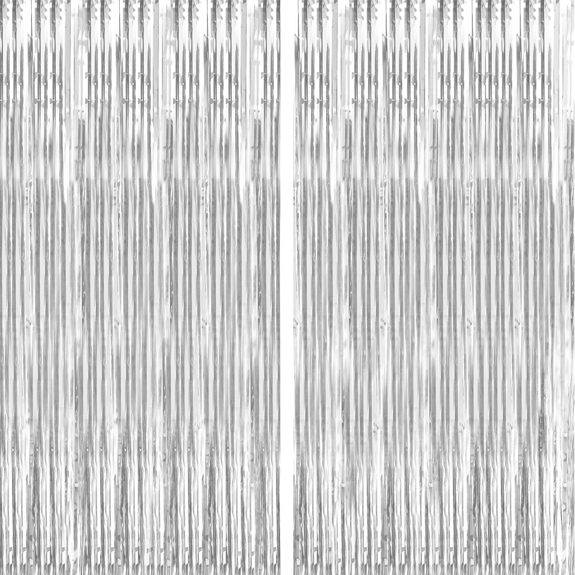 BTSD-home10 Pack Silver Foil Fringe Curtain, Metallic Photo Booth Backdrop Tinsel Door Curtains for Wedding Birthday Bridal Shower Baby Shower Bachelorette Christmas Party Decorations(8ft x 3ft)