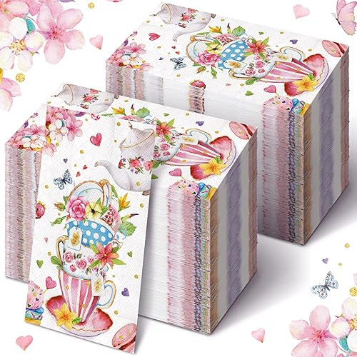 Karenhi 200 servilletas florales de primavera de 2 capas, toallas de mano de papel de baño de flores de primavera, toallas de mano decorativas de