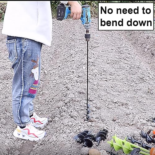 Miniatura 5 de TCBWFY Broca de taladro de 4 x 12 pulgadas para plantar agujeros de excavación, para plantas de jardín, bulbo de flores, taladro en espiral, broca