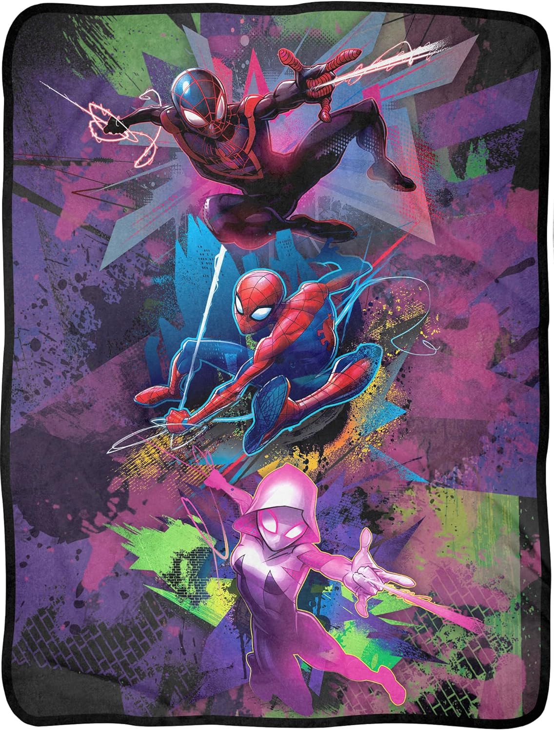Marvel Spider-Man Throw Blanket - Into the Spider-Verse Mile Morales Spider-Gwen Lightweight Soft Fleece Throw Blanket for Bed & Couch 45" x 60"