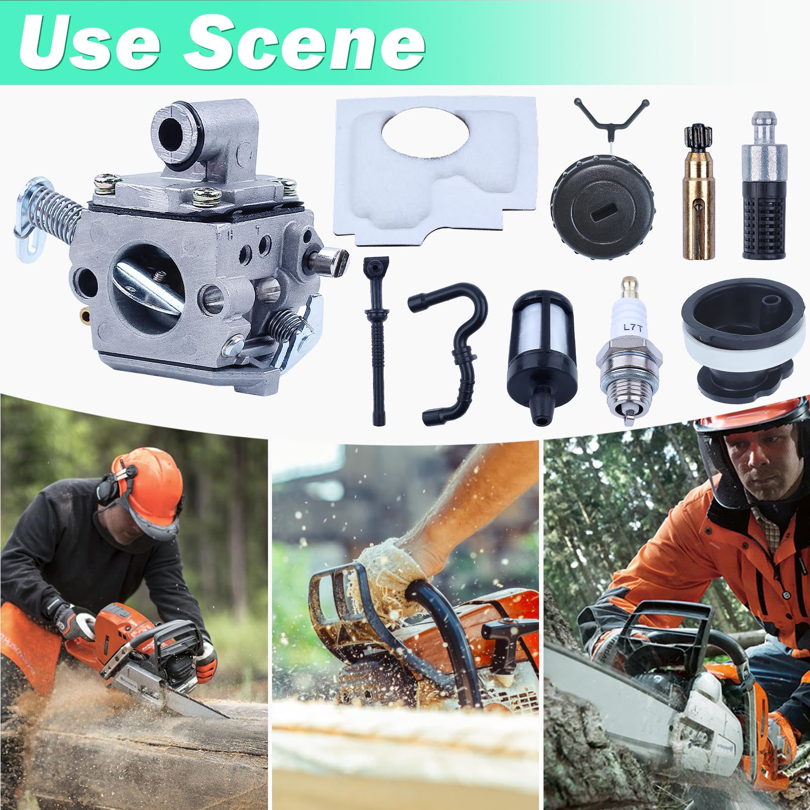 Haishine Vergaser-Kit Für STIHL Kettensägen 017, 018, MS170, MS180 – Inkl. Zündkerze, Filter & Dichtungen