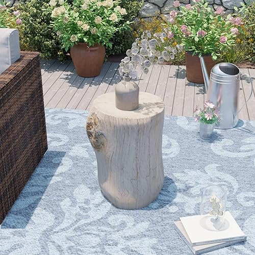 Vista 28 de AQUILLA Mesa auxiliar rústica, mesa auxiliar de aspecto de madera marrón, taburete de mesa auxiliar para sala de estar Marrón,Beige,Marrón